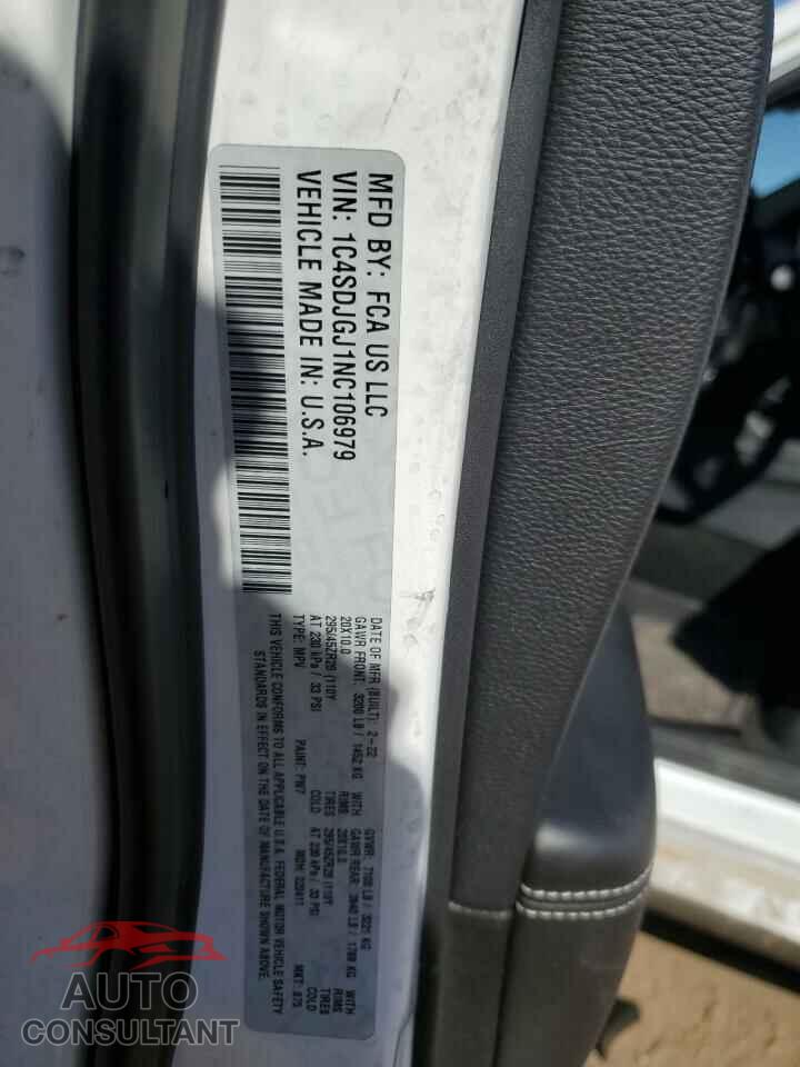 DODGE DURANGO 2022 - 1C4SDJGJ1NC106979