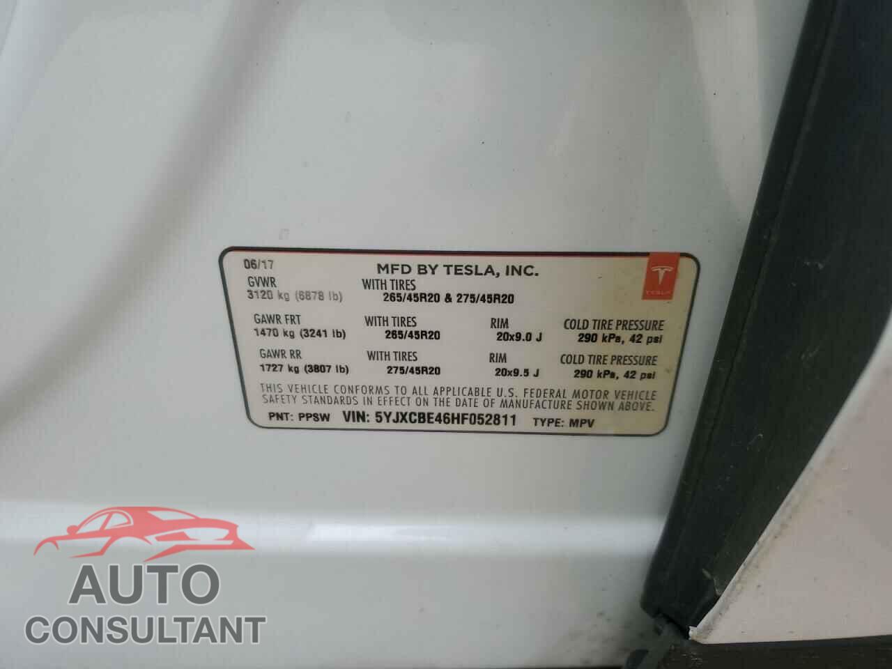 TESLA MODEL X 2017 - 5YJXCBE46HF052811