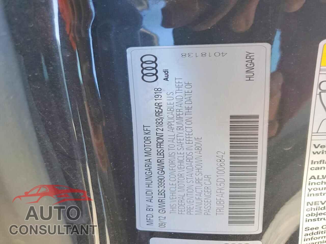AUDI TT 2013 - TRUBFAFK5D1006842