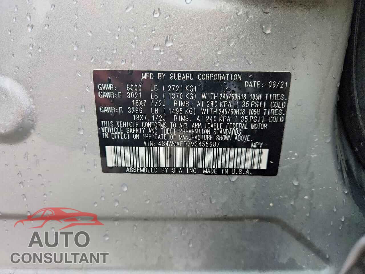 SUBARU ASCENT 2021 - 4S4WMAFD2M3455687