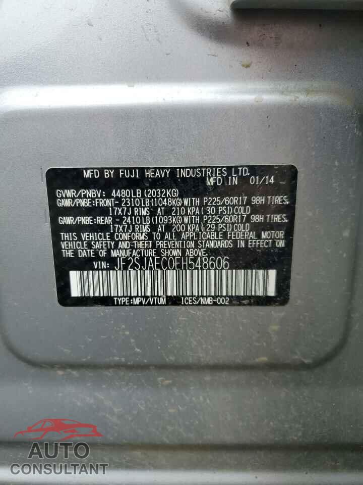 SUBARU FORESTER 2014 - JF2SJAEC0EH548606