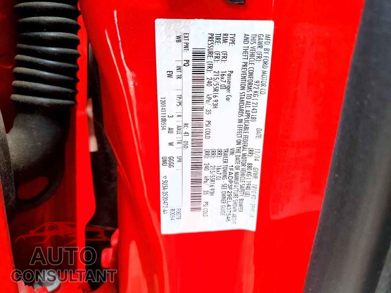 FORD FOCUS 2014 - 1FADP3F29EL437546