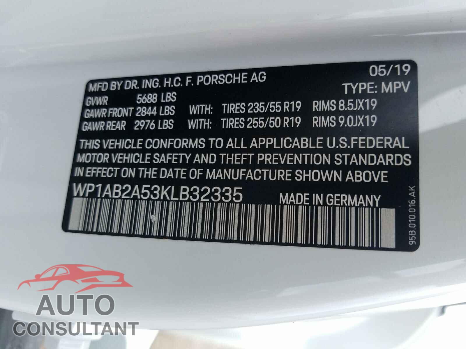 PORSCHE MACAN 2019 - WP1AB2A53KLB32335