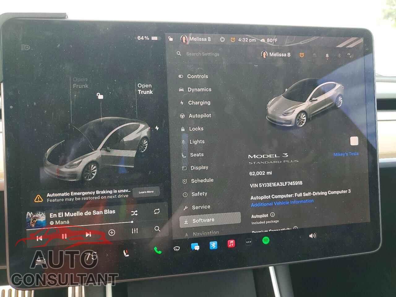 TESLA MODEL 3 2020 - 5YJ3E1EA3LF745918