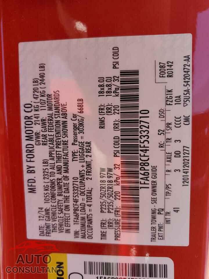 FORD MUSTANG 2015 - 1FA6P8CF4F5332710