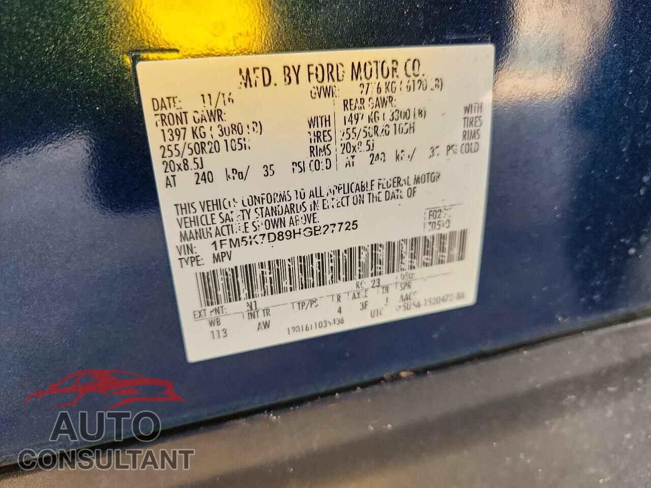 FORD EXPLORER 2017 - 1FM5K7D89HGB27725