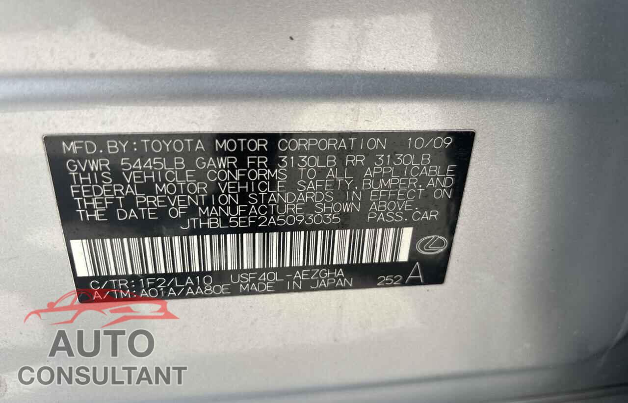 LEXUS LS460 2010 - JTHBL5EF2A5093035