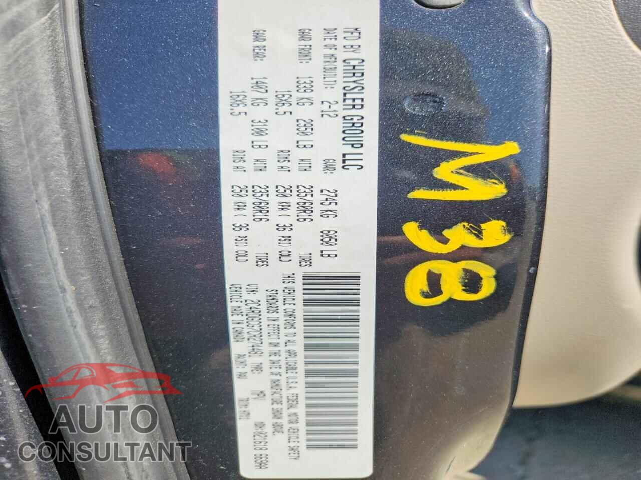 DODGE CARAVAN 2012 - 2C4RDGCG7CR274481