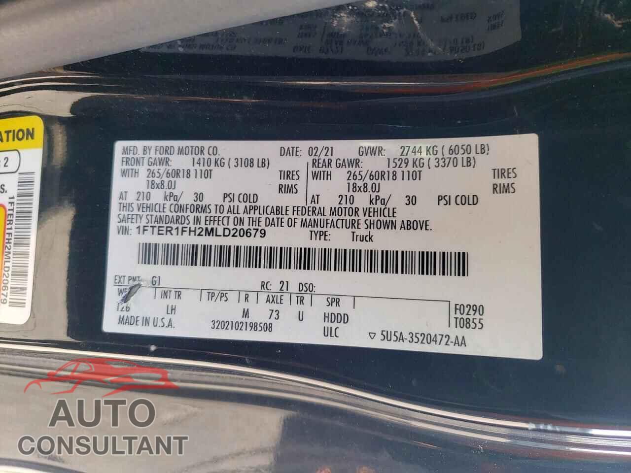 FORD RANGER 2021 - 1FTER1FH2MLD20679