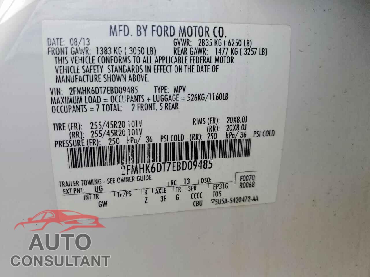 FORD FLEX 2014 - 2FMHK6DT7EBD09485