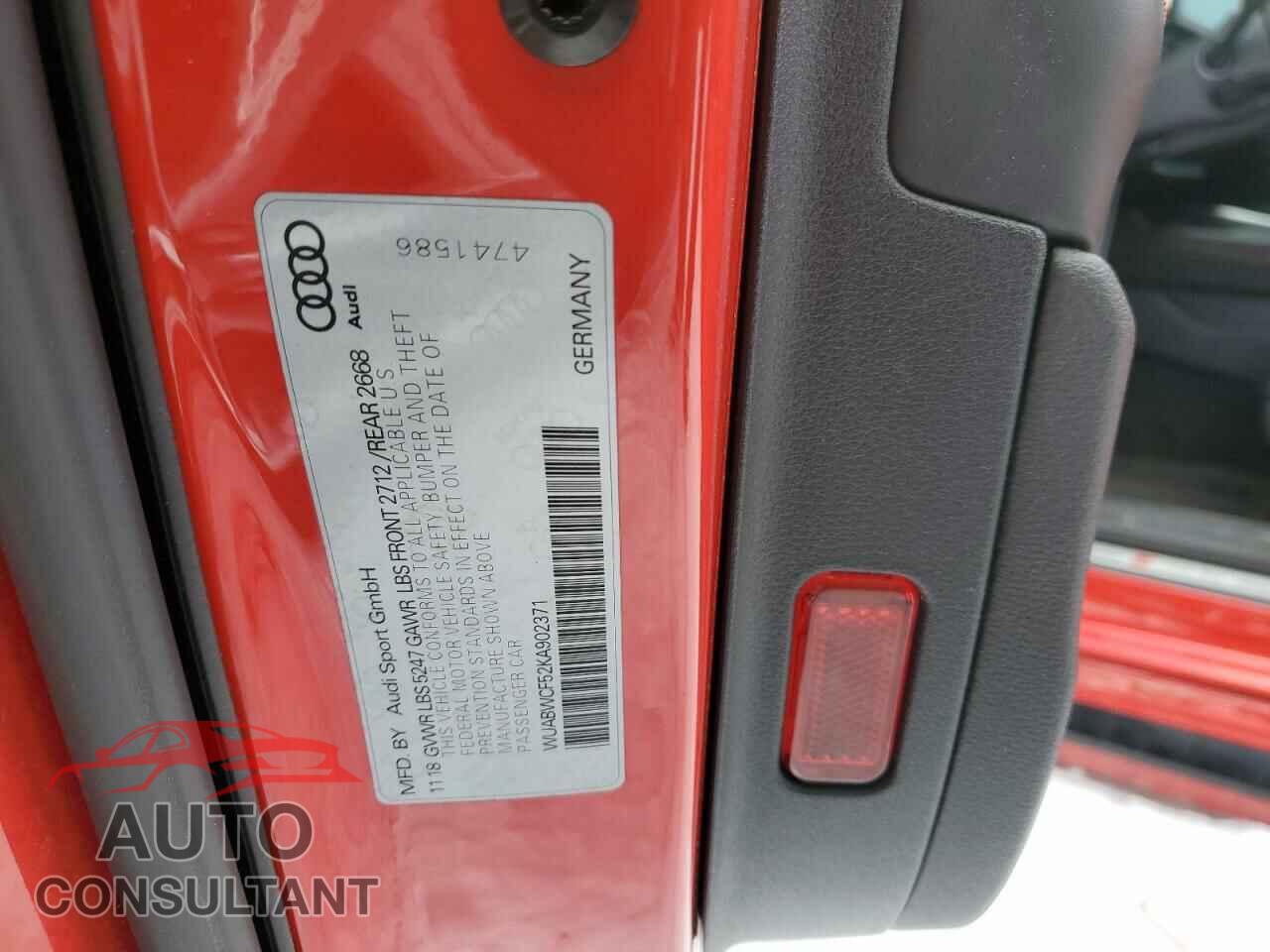 AUDI S5/RS5 2019 - WUABWCF52KA902371
