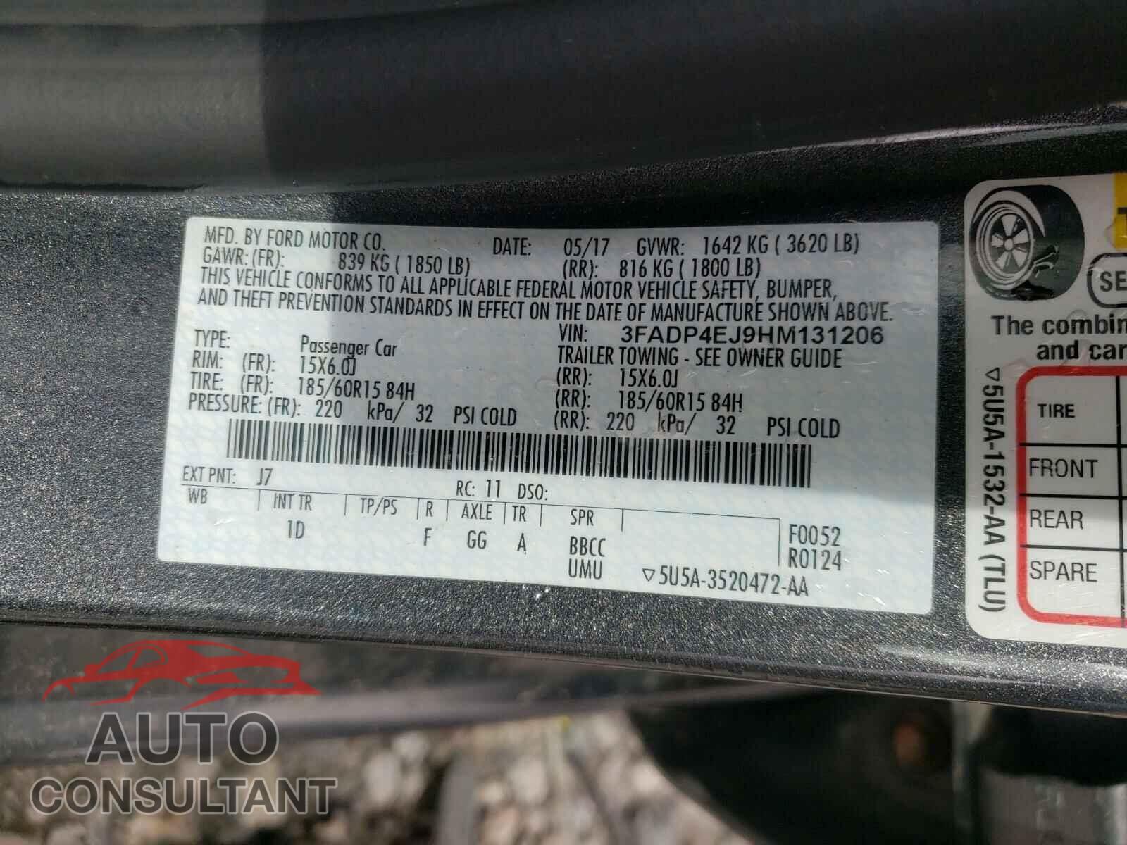 FORD FIESTA 2017 - 3FADP4EJ9HM131206