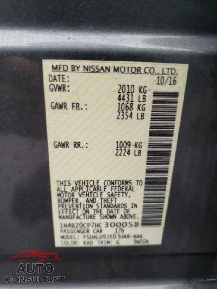 NISSAN LEAF 2017 - 1N4BZ0CP7HC300058