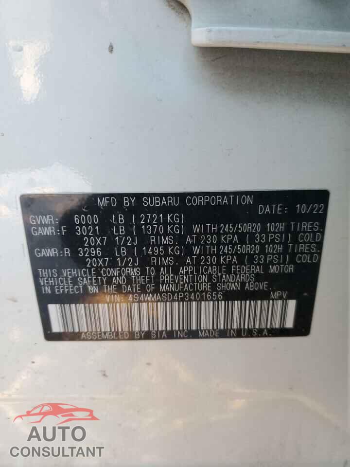 SUBARU ASCENT 2023 - 4S4WMASD4P3401656