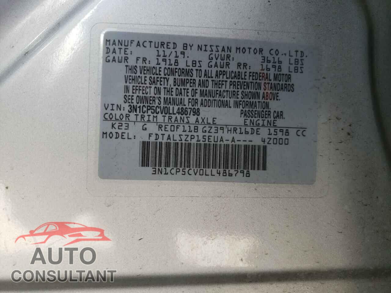 NISSAN KICKS 2020 - 3N1CP5CV0LL486798