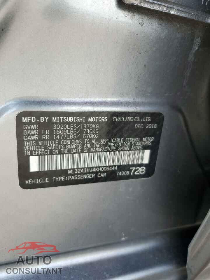 MITSUBISHI MIRAGE 2019 - ML32A3HJ4KH006444