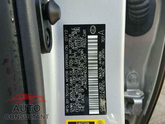 LEXUS CT 200 2012 - JTHKD5BH6C2116047