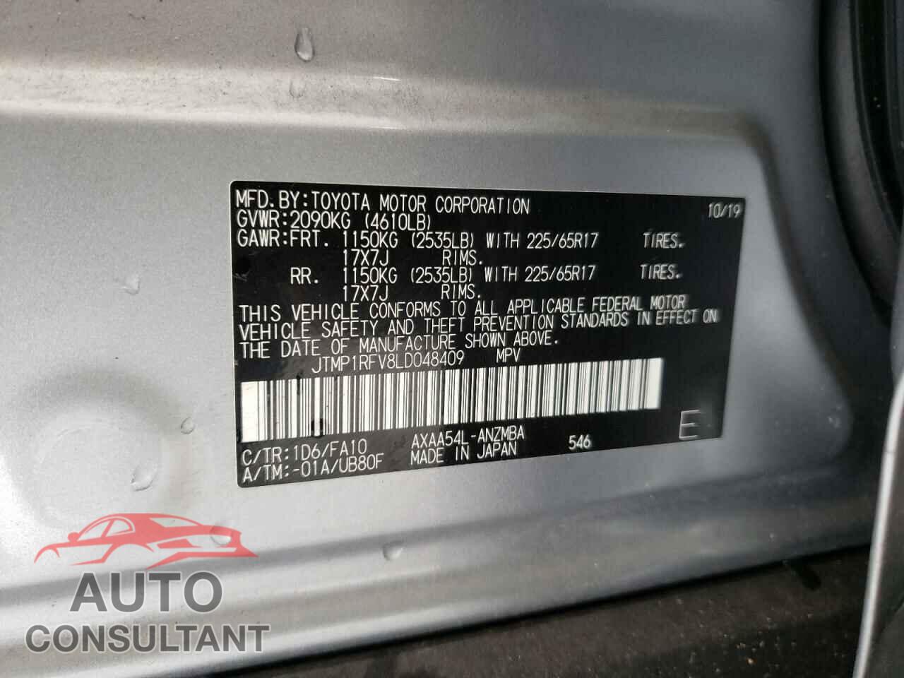 TOYOTA RAV4 2020 - JTMP1RFV8LD048409