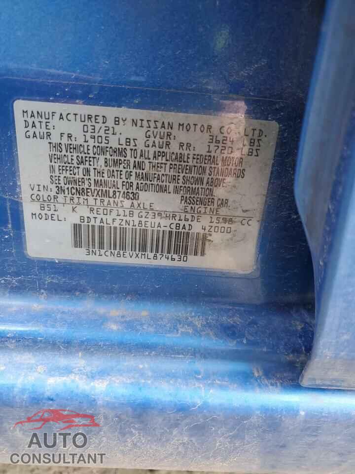 NISSAN VERSA 2021 - 3N1CN8EVXML874630
