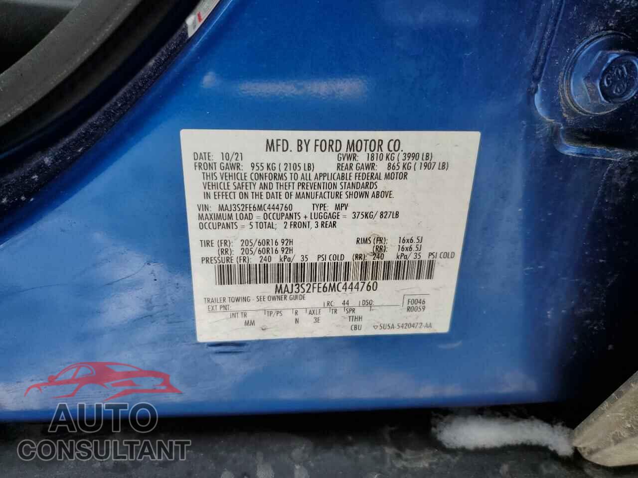 FORD ECOSPORT 2021 - MAJ3S2FE6MC444760