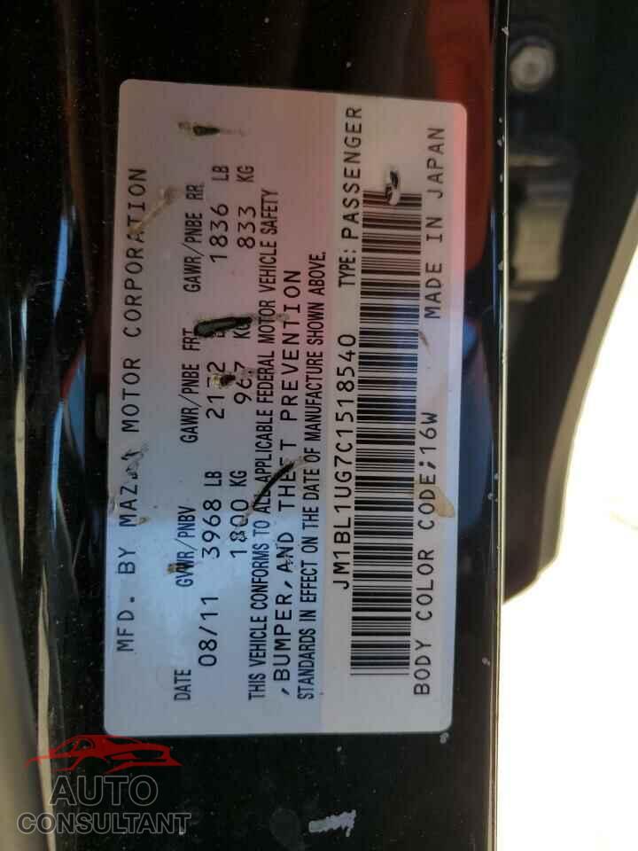 MAZDA 3 2012 - JM1BL1UG7C1518540