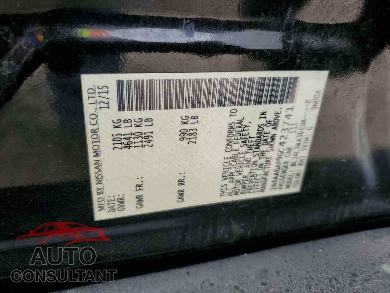 NISSAN MAXIMA 2016 - 1N4AA6AP9GC423741