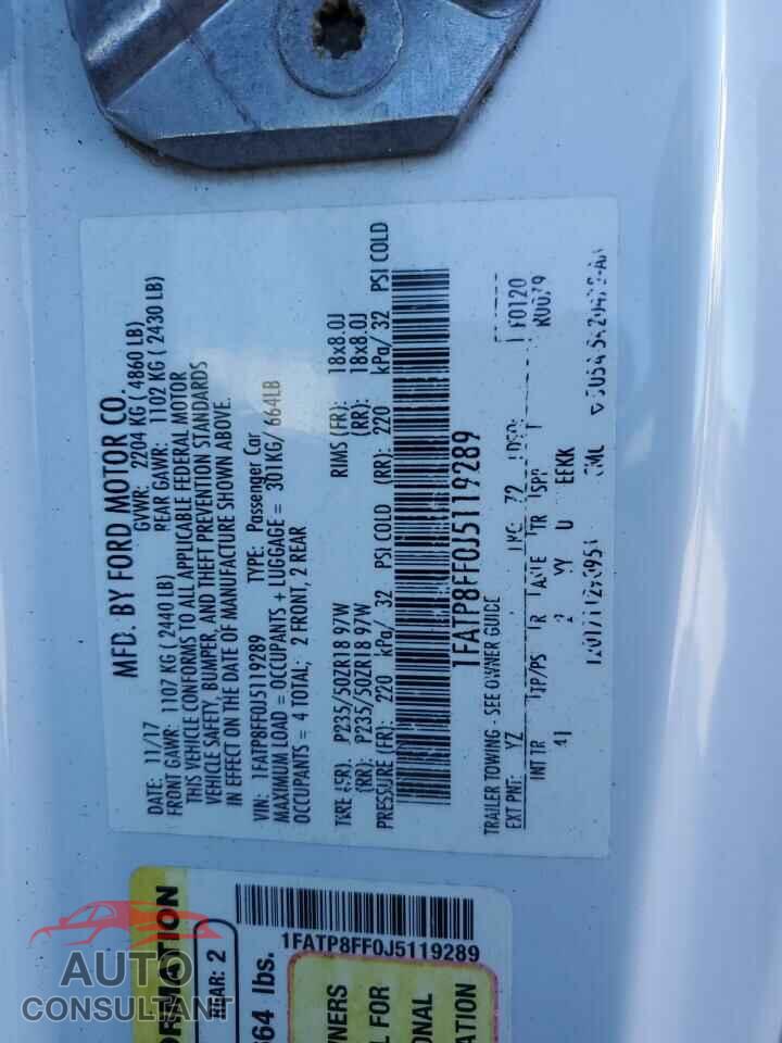 FORD MUSTANG 2018 - 1FATP8FF0J5119289