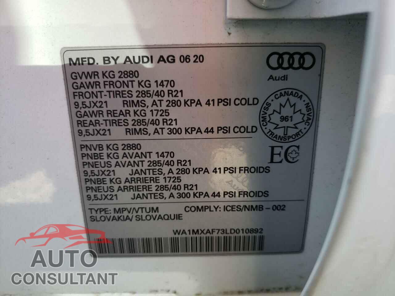 AUDI Q7 2020 - WA1MXAF73LD010892
