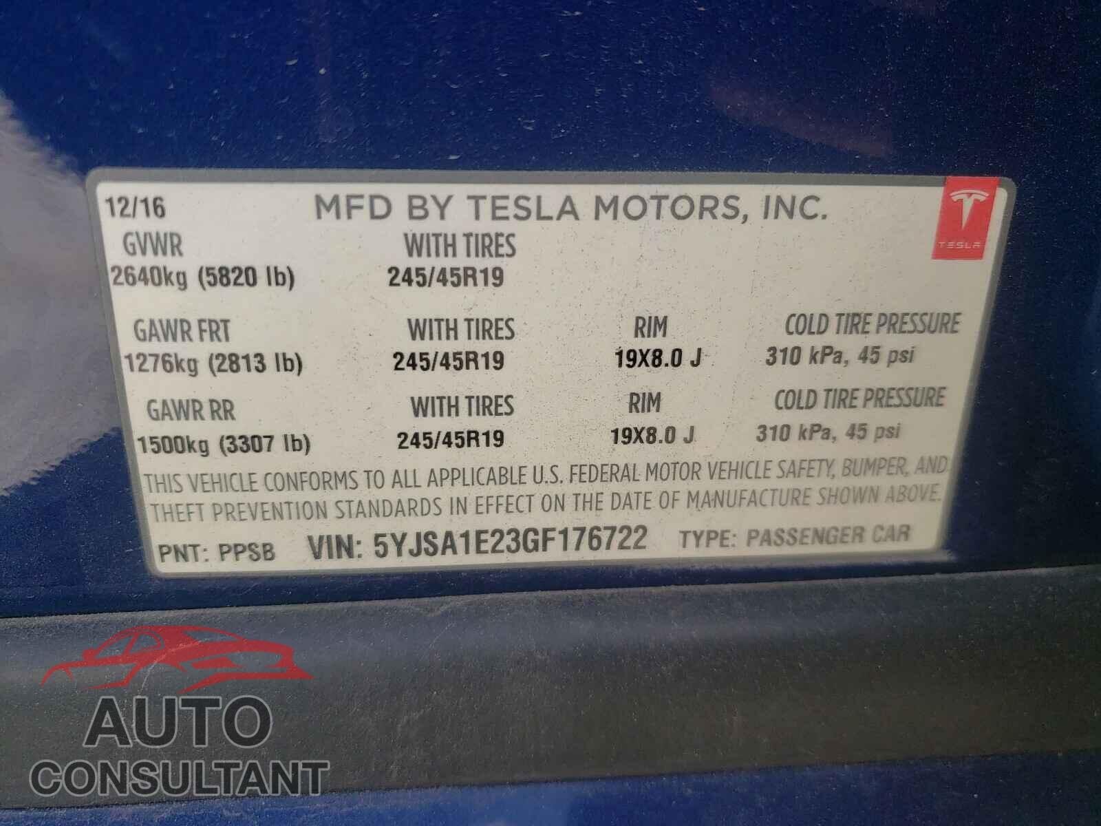 TESLA MODEL S 2016 - 5YJSA1E23GF176722