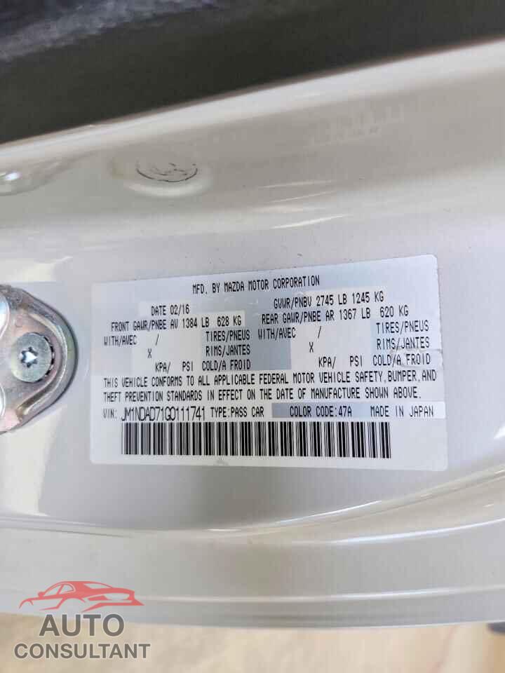 MAZDA MX5 2016 - JM1NDAD71G0111741