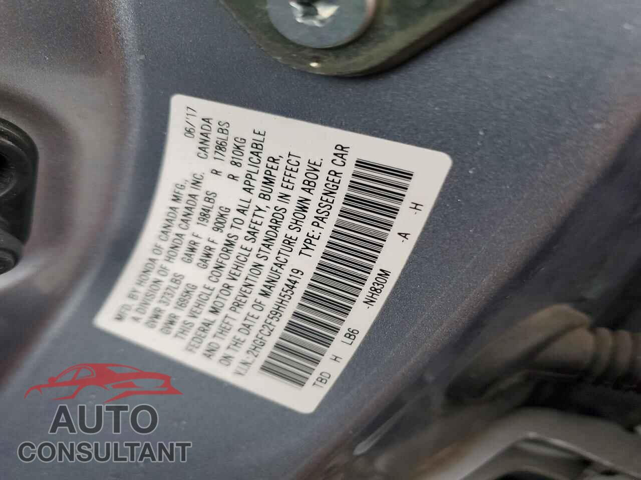 HONDA CIVIC 2017 - 2HGFC2F59HH554419