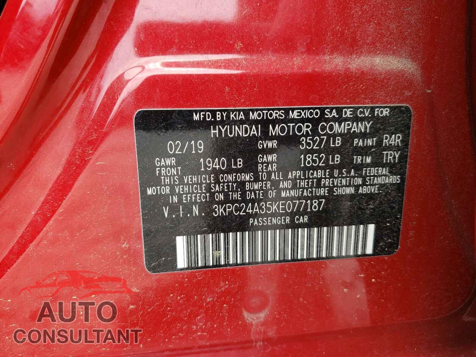 HYUNDAI ACCENT 2019 - 3KPC24A35KE077187