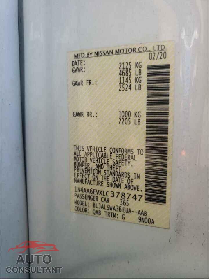 NISSAN MAXIMA 2020 - 1N4AA6EVXLC378747