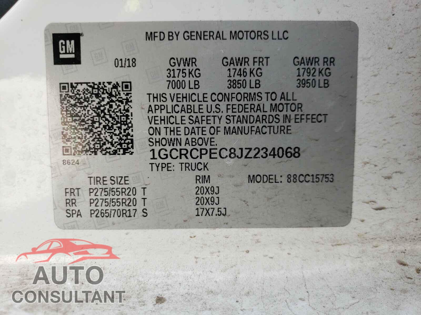 CHEVROLET SILVERADO 2018 - 1GCRCPEC8JZ234068