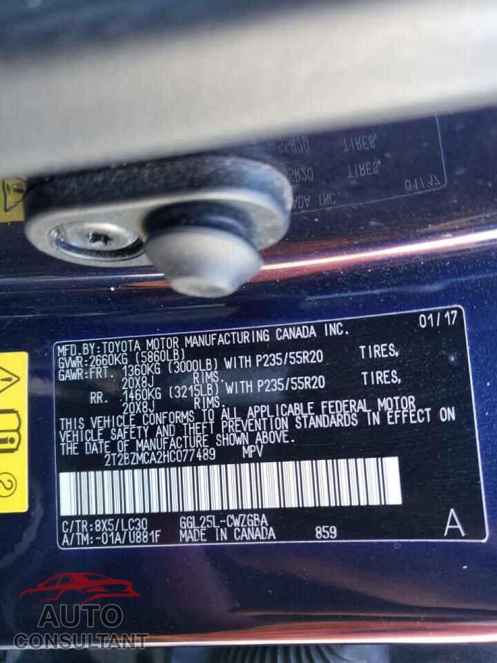 LEXUS RX350 2017 - 2T2BZMCA2HC077489