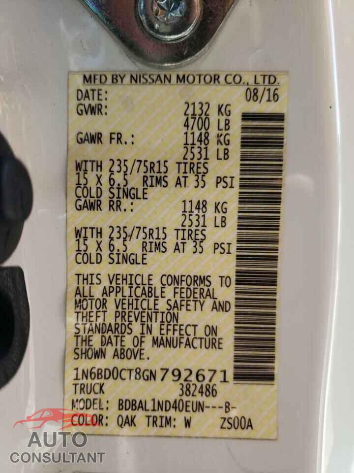 NISSAN FRONTIER 2016 - 1N6BD0CT8GN792671