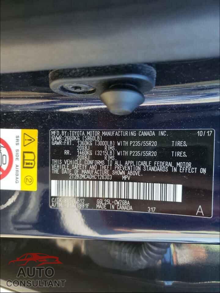 LEXUS RX350 2017 - 2T2BZMCA0HC126303