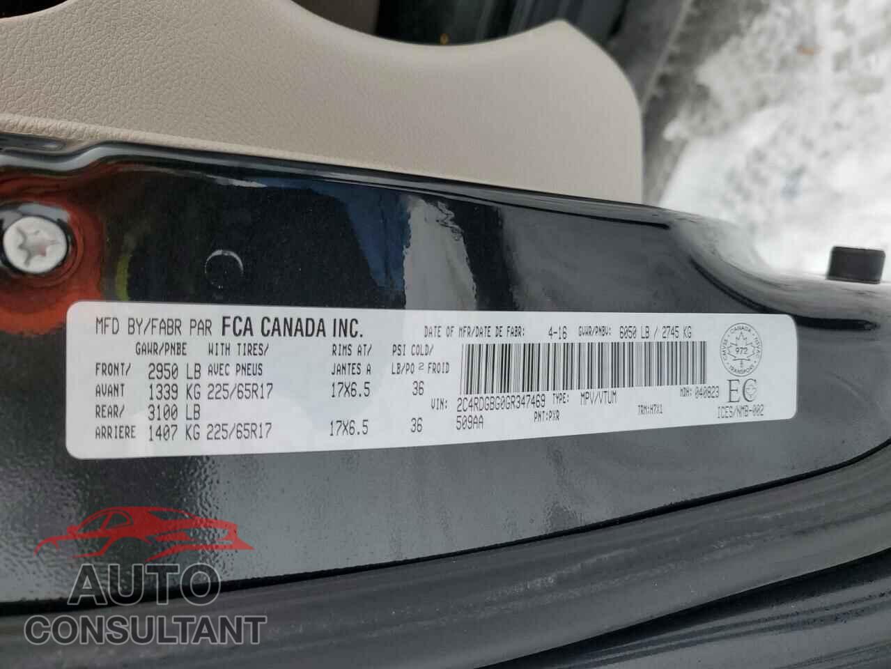 DODGE CARAVAN 2016 - 2C4RDGBG0GR347469