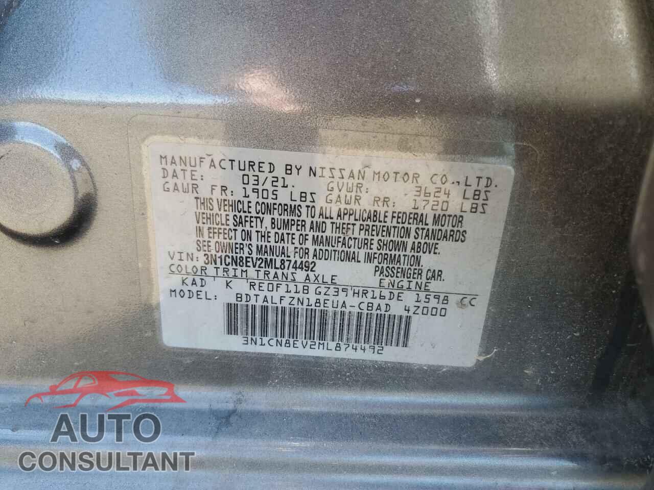 NISSAN VERSA 2021 - 3N1CN8EV2ML874492