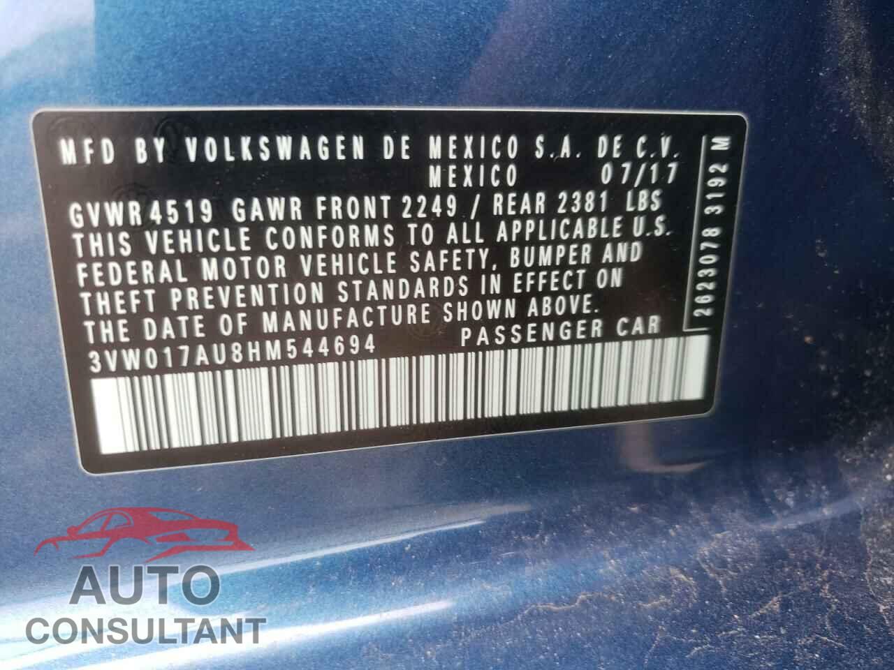 VOLKSWAGEN GOLF 2017 - 3VW017AU8HM544694