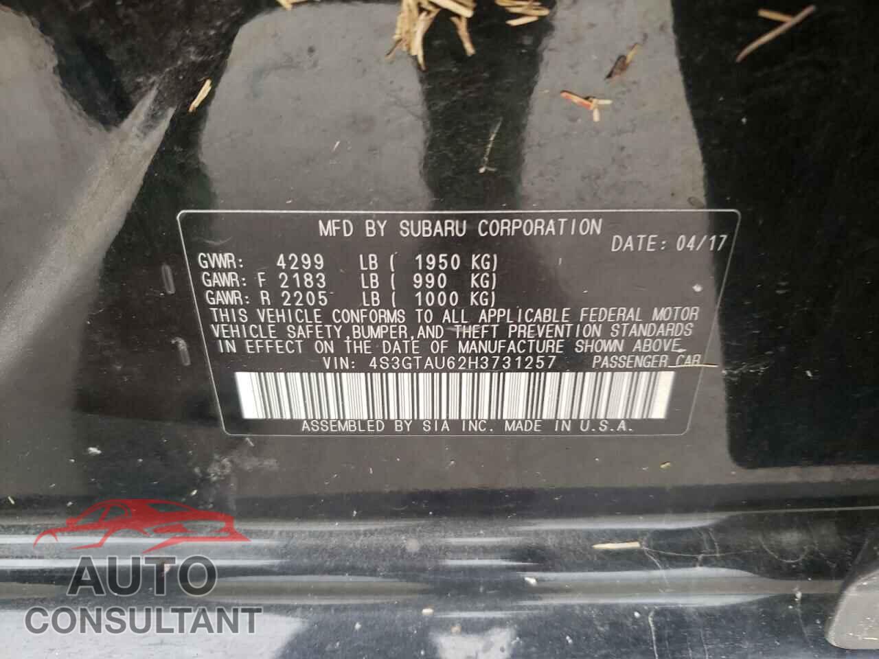 SUBARU IMPREZA 2017 - 4S3GTAU62H3731257