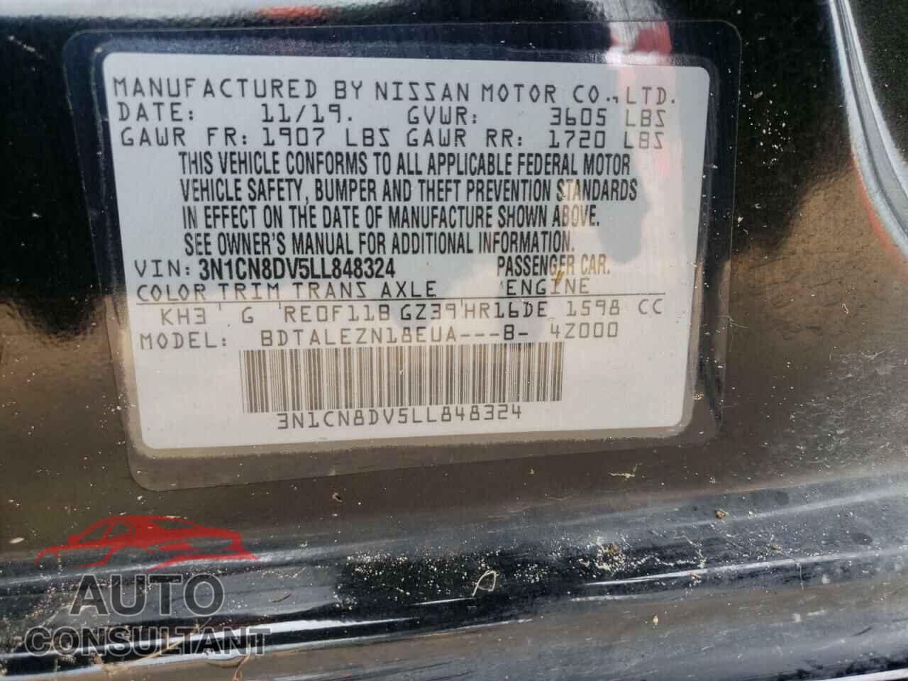 NISSAN VERSA 2020 - 3N1CN8DV5LL848324