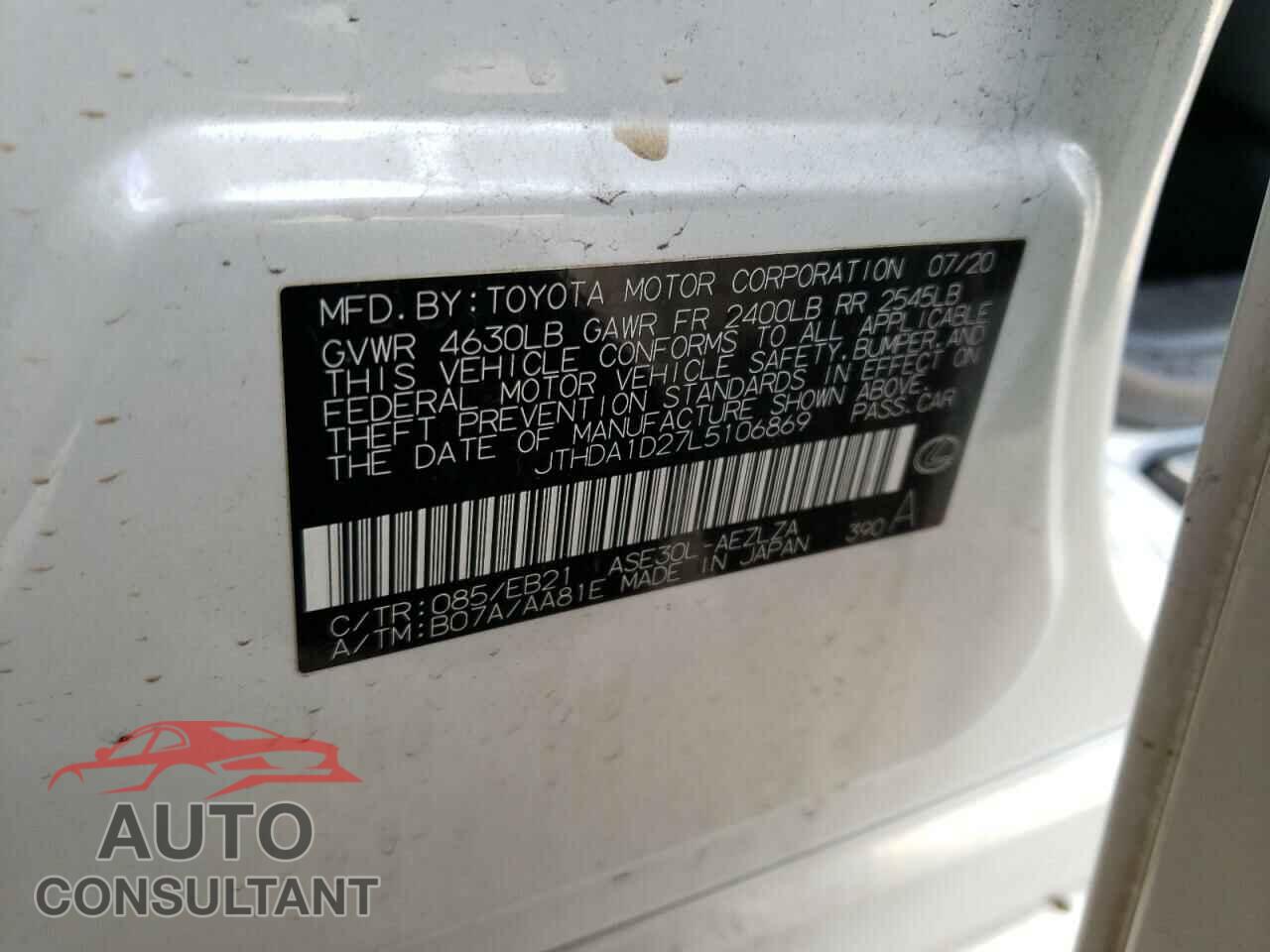 LEXUS IS 2020 - JTHDA1D27L5106869