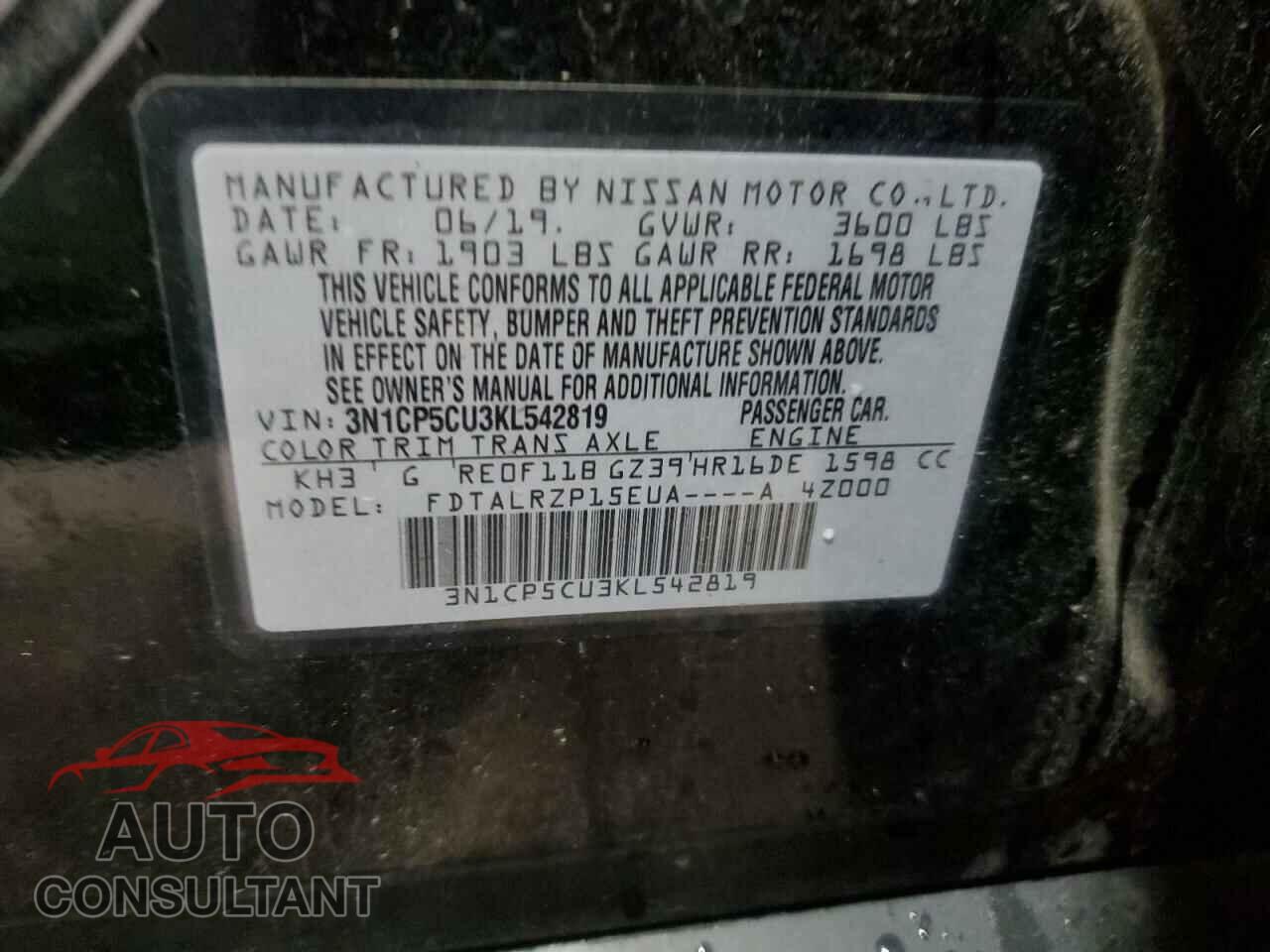 NISSAN KICKS 2019 - 3N1CP5CU3KL542819