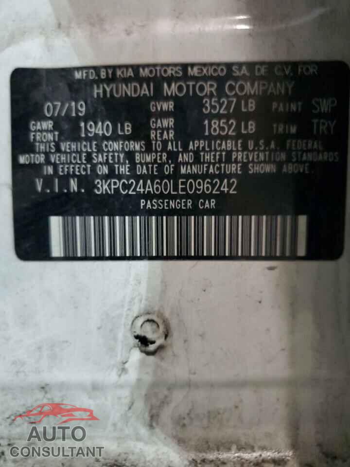 HYUNDAI ACCENT 2020 - 3KPC24A60LE096242