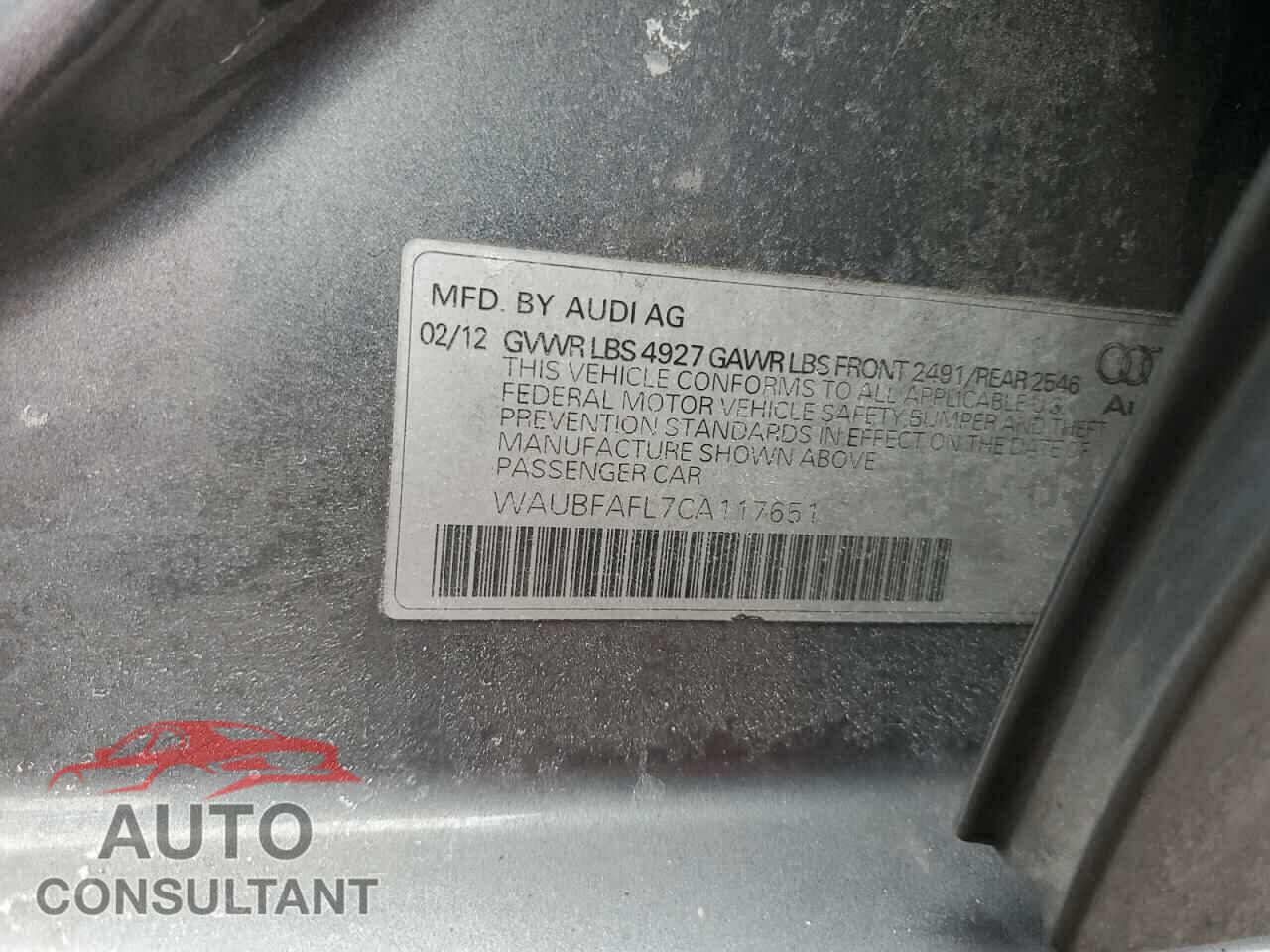 AUDI A4 2012 - WAUBFAFL7CA117651