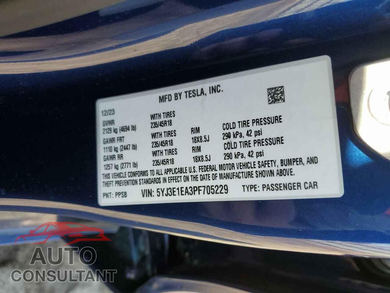 TESLA MODEL 3 2023 - 5YJ3E1EA3PF705229