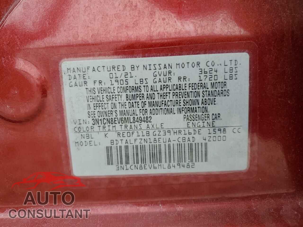 NISSAN VERSA 2021 - 3N1CN8EV6ML849482