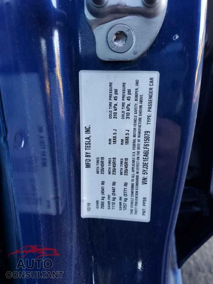 TESLA MODEL 3 2020 - 5YJ3E1EA6LF615079