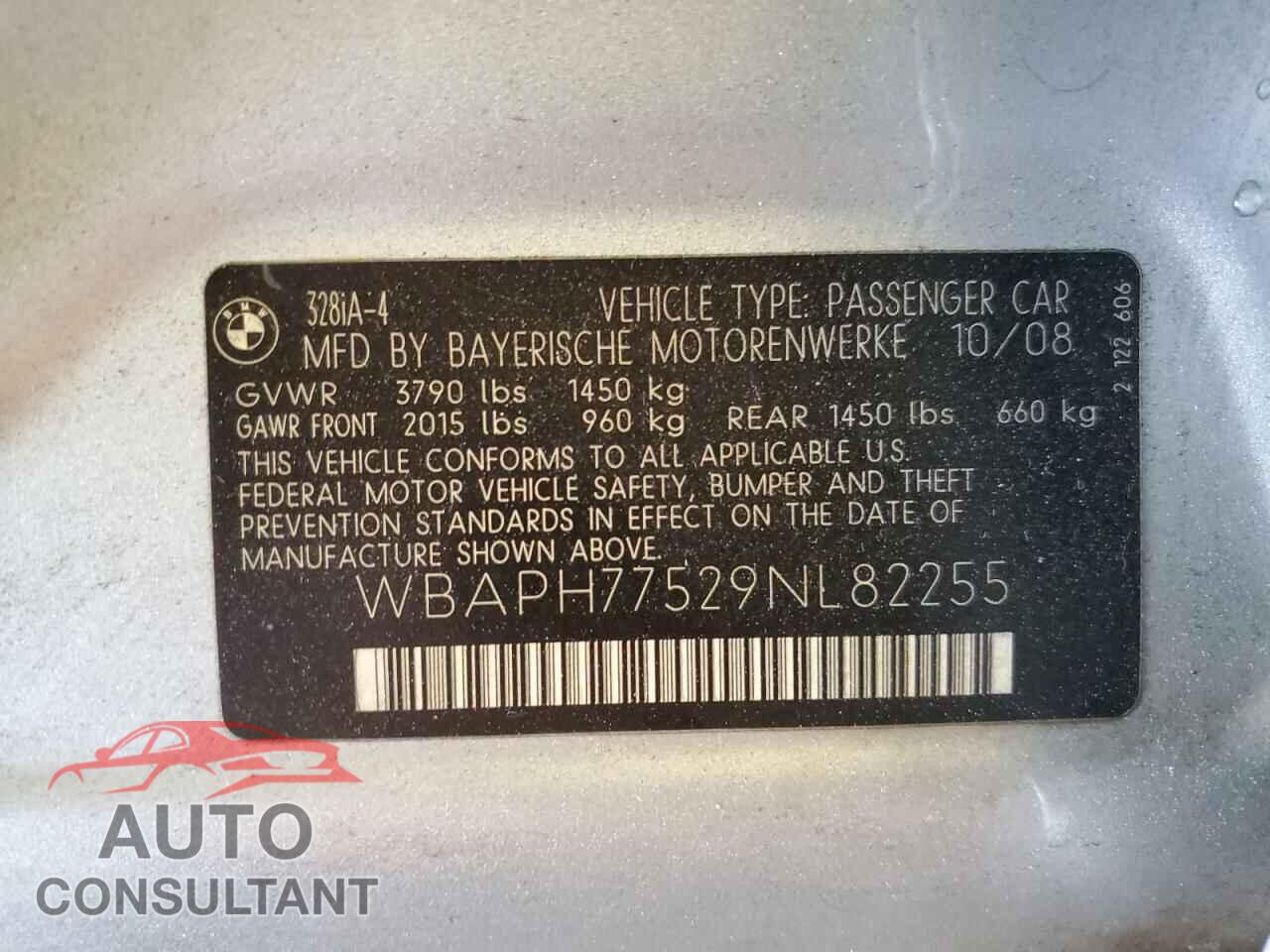 BMW 3 SERIES 2009 - WBAPH77529NL82255
